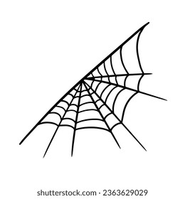 Cobweb hand drawn outline sketch art cartoon style vector. Isolated on white background.