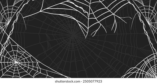 cobweb horizontal banner illustration in flat design style