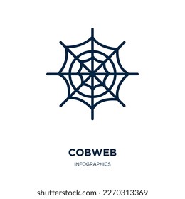 cobweb icon from infographics collection. Thin linear cobweb, halloween, spider outline icon isolated on white background. Line vector cobweb sign, symbol for web and mobile