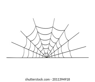 Cobweb icon isolated on white background. Spider web texture, element for Halloween party decoration. Vector outline illustration.