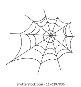 Cobweb, isolated on white background. Spiderweb for Halloween design. Spider web element,spooky, scary, horror halloween decor. Silhouette, vector illustration