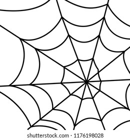 Cobweb, isolated on white background. Spiderweb pattern for Halloween design. Spider web elements,spooky, scary, horror halloween decor. Hand drawn silhouette, vector illustration