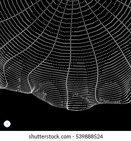 Cobweb. Network background. Connection Structure. 3D Technology Style. Vector Illustration with Particle. 