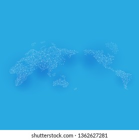 Cobweb Network of Technology World map and compass of vector, vector illustration