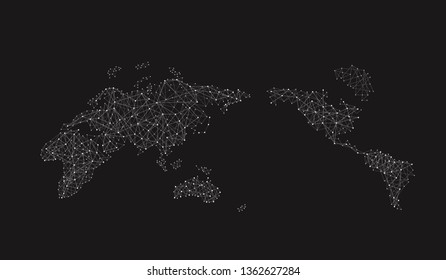 Cobweb Network of Technology World map and compass of vector, vector illustration