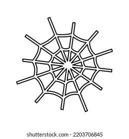 Cobweb outline silhouette, isolated on white background. Vector illustration, traditional Halloween decorative element. Halloween silhouette black line art spider web - for cricut, design and decor.