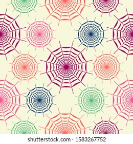 It is a cobweb pattern with vibrant colors. It is a seamless pattern.