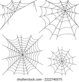 Cobweb, realistic web woven by a spider on a white background. Vector, cartoon illustration. Vector.