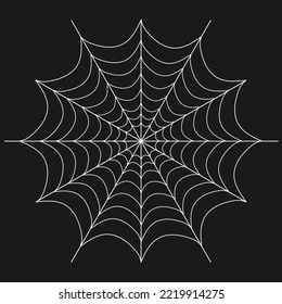 .Cobweb, realistic white cobweb isolated on black  background. Vector, cartoon illustration. Vector