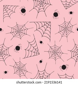 Cobweb seamless pattern background. spider web halloween black vector insect. design spiderweb horror danger trap scary silhouette arachnid. Spooky fear thread animal line creepy hanging netting.