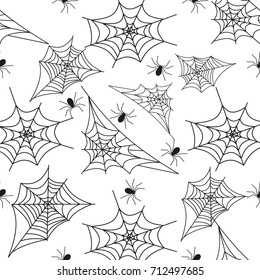 Cobweb seamless pattern background spider web halloween black vector insect design spiderweb horror danger trap scary silhouette arachnid. Spooky fear thread animal line creepy hanging netting.