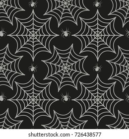 Cobweb seamless pattern. Spider repetitive texture. Halloween endless background. Vector illustration