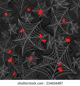 Cobweb seamless pattern. Vector halloween background. Spider's gossamer