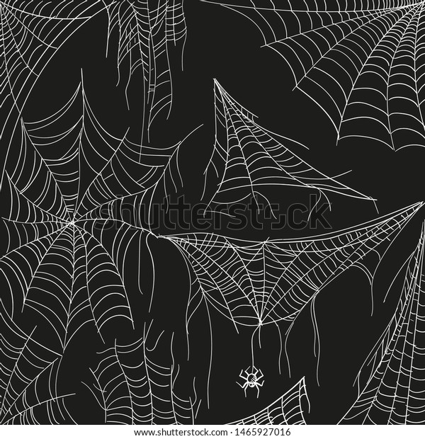 Cobweb Set On Black Tangled Spider Stock Vector (Royalty Free ...