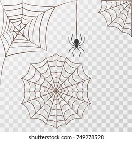 Cobweb set spider web halloween black vector insect design spiderweb horror danger trap scary silhouette arachnid illustration. Spooky fear thread animal line creepy hanging netting