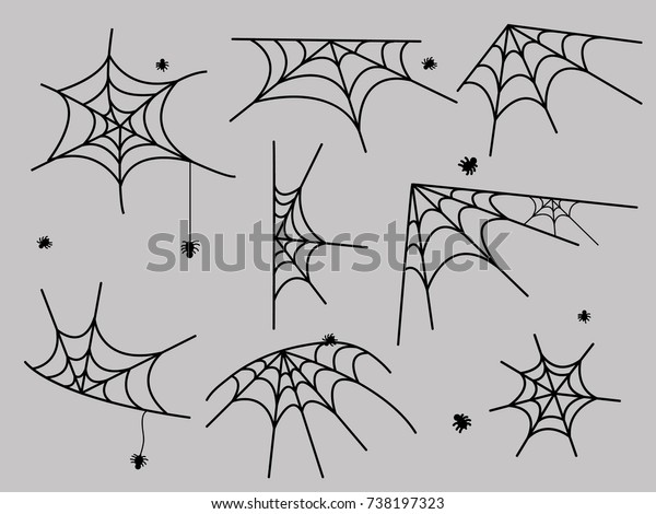 Cobweb set spider web halloween black vector
insect design spiderweb horror danger trap scary silhouette
arachnid illustration. vector frame border and dividers.spider web
for spiderweb scary
design