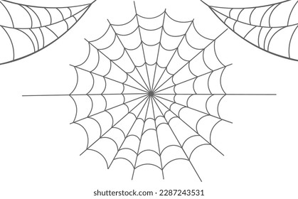 cobweb silhouette. Round and corner webs. Vector. Halloween design elements.
