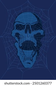 Cobweb and Skulll. Halloween Party Posters, Invitations, Covers Template. Halloween Style Vector Illustration