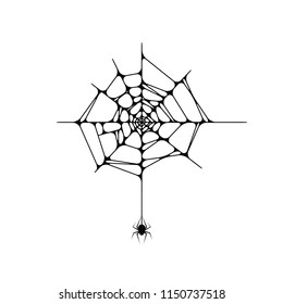 Cobweb and spider on white background ilustration vector. Halloween concept.