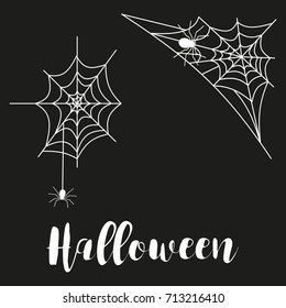 Cobweb spider web halloween black vector insect design spiderweb horror danger trap scary silhouette arachnid illustration. Spooky fear thread animal line creepy hanging netting.