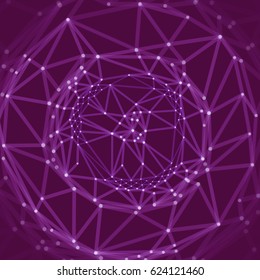 Cobweb or spider web. Network abstract background. Connection Structure. 3D technology style. Wireframe vector illustration. 