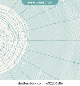 Cobweb or spider web. Network abstract background. Connection Structure. 3D technology style. Wireframe vector illustration. 
