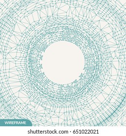 Cobweb or spider web. Network abstract background. Connection Structure. 3D technology style. Wireframe vector illustration. 