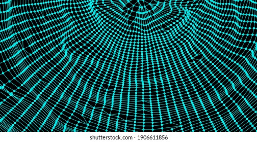 Cobweb or spider web. Network background. Connection structure. 3D wireframe vector illustration in technology style. 