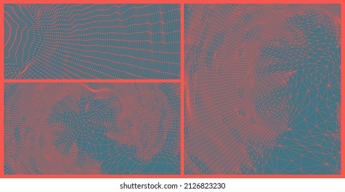 Cobweb or spider web. Network background. Connection structure. 3D wireframe vector illustration in technology style. 