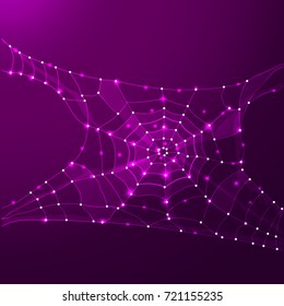 Cobweb or spider web. Polygon line on abstract background. Polygonal space low poly with connecting dots and lines. Connection structure.