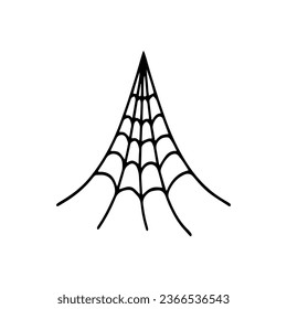 Cobweb. Spooky Halloween spider web. Vector isolated illustration. Gossamer. Spiderweb outline sign