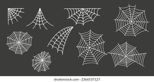 Cobweb. Spooky Halloween spider web. Vector isolated illustration. Gossamer. Spiderweb outline sign