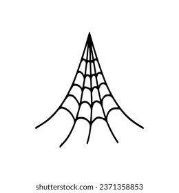 Cobweb. Spooky Halloween spider web. Vector isolated illustration. Gossamer. Spiderweb outline sign