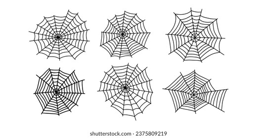 Cobweb. Spooky Halloween spider web. Vector isolated illustration. Gossamer. Spiderweb outline sign