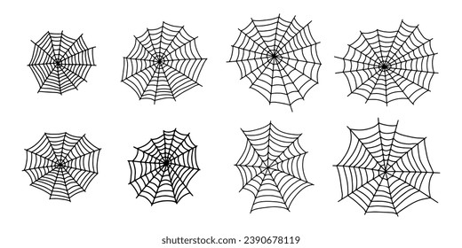 Cobweb. Spooky Halloween spider web. Vector isolated illustration. Gossamer. Spiderweb outline sign