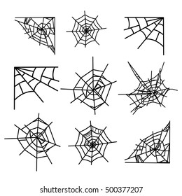 Cobweb vector set for Halloween isolated on a white background.