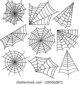 Cobweb vector set. Vector set spiderweb. Perfect vector set for Halloween