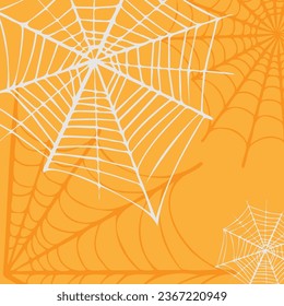 Cobwebs background for various designs for Halloween, horror autumn holidays. Orange background with spiderweb for various designs, postcards, invitations, web pages.