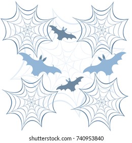 Cobwebs and bats. Halloween symbols.  Design for party card, announcement, advertisement, print. 