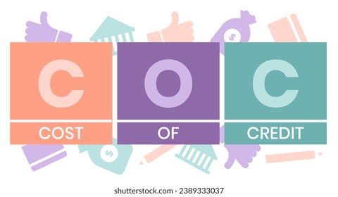 COC Cost Of Credit acronym. business concept background. vector illustration concept with keywords and icons. lettering illustration with icons for web banner, flyer, landing pag