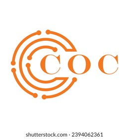 COC letter design. COC letter technology logo design on white background. COC Monogram logo design for entrepreneur and business