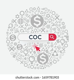 COC mean (cost of credit) Word written in search bar ,Vector illustration.