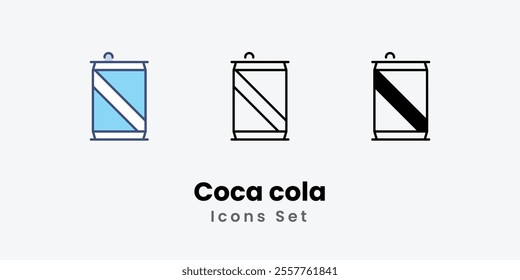 Coca cola Icons thin line and glyph vector icon stock illustration