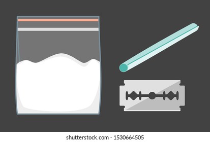 Cocaine inhaling set vector icon logo illustration and design. An illegal and recreational drug concept element. Can be used for web and mobile development. Suitable for infographic