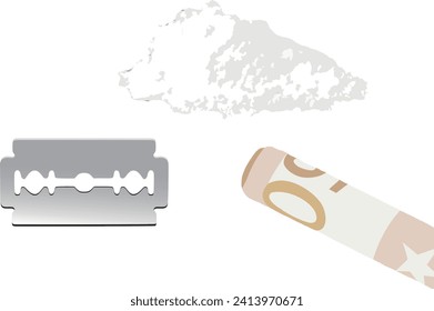 cocaine snorting kit with razor blade-