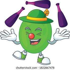 Cocci mascot cartoon design playing Juggling on circus. Vector illustration