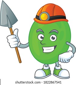 Cocci as a miner cartoon character design. Vector illustration