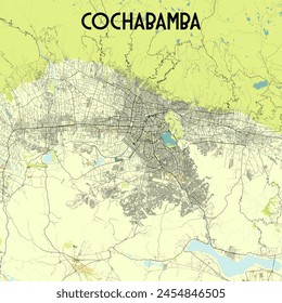 Cochabamba Bolivia map poster art