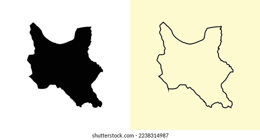 Cochabamba map, Bolivia, Americas. Filled and outline map designs. Vector illustration