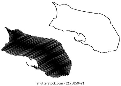 Coche island (Bolivarian Republic of Venezuela, Cenrtal America, Caribbean islands) map vector illustration, scribble sketch Isla de Coche map